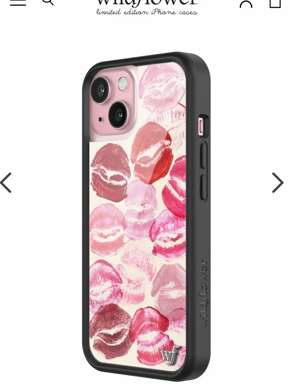 Wildflower Kiss Print iPhone 15 Case - Pink & Red Lipstick Design